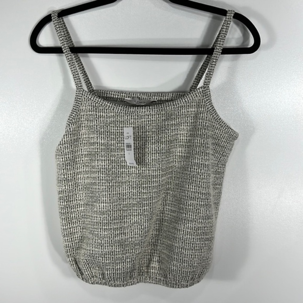 LOFT Women’s Cream & Black Ribbed Knit Tank Top